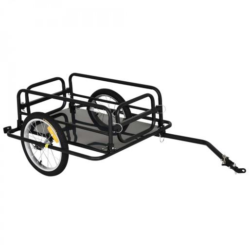 Remolque de Bicicleta Plegable para Carga 40kg Carga de Equipaje con Marco de Acero Ligero y Reflectores 139x71,5x49 cm Negro [9]