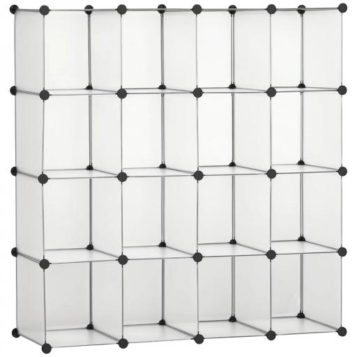 Armario Modular de Plástico Zapatero Organizador con 16 Cubos para Entrada Pasillo Dormitorio 125x32x125 cm Transparente [5]
