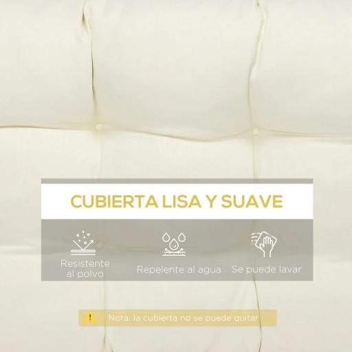 Cojín para Banco de 2 Plazas para Interior y Exterior con 8 Puntadas para Sillas Sofás 110x48x8 cm Crema [2]