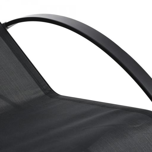 Set de 2 Tumbonas Jardín Exterior con Mesa Auxiliar de Vidrio Templado Tumbonas con Respaldo Reposabrazos para Patio Piscina Terraza Exterior Negro [9]