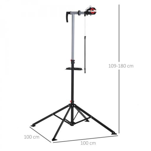 Soporte de Reparación Caballete para Bicicleta con Altura Ajustable y Giratorio 100x100x109-180 cm Negro [1]