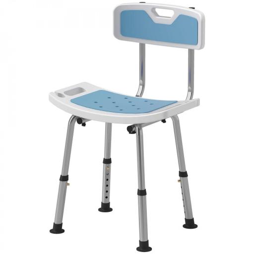 Silla Ducha Personas Mayores con Respaldo Altura Ajustable en 6 Posiciones Carga 136 kg para Ancianos y Discapacitados [1]
