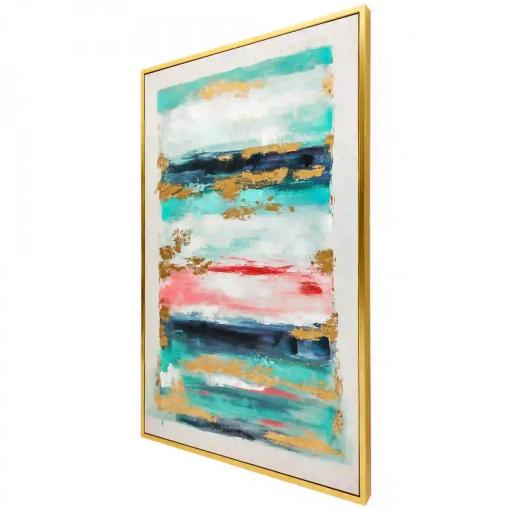 Cuadro en Lienzo Abstracto a Mano 120x80 cm Cuadro para Decoración de Salón Moderno con Marco de Madera Multicolor [7]