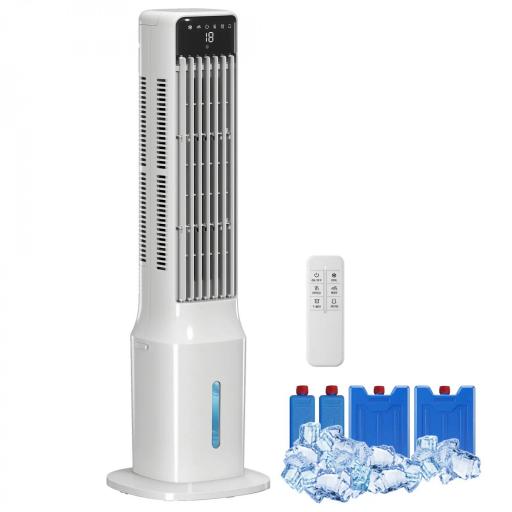 Climatizador Evaporativo de Torre 3 en 1 con Depósito de 9 L Oscilación 48° 3 Velocidades 3 Modos Temporizador Blanco [9]