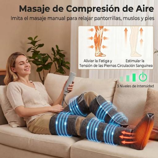 Masajeador de Piernas con Calor y Compresión 3 Modos Automáticos y 3 Intensidades Gris [2]