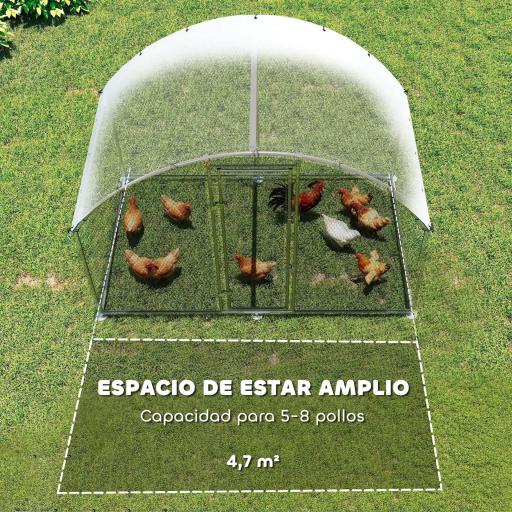 Gallinero para Exterior 2,8x1,7x1,9 m Cubierta de Tela Oxford Anti-UV Impermeable Pestillos para 5-8 Gallinas Plata [4]