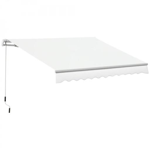 Toldo Manual Retráctil 350x250 cm Toldo para Balcón con Manivela de Metal Impermeable y Anti-UV Toldo Enrollable de Exterior para Jardín Terraza Ventanas Blanco [9]