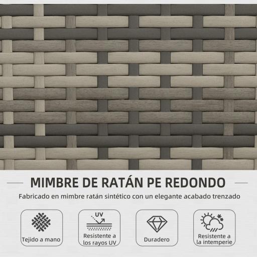 Juego de 4 Piezas Muebles de Jardín con 2 Sillones 1 Sofá de 2 Plazas y 1 Mesa de Centro de Tablero de Vidrio Gris [3]