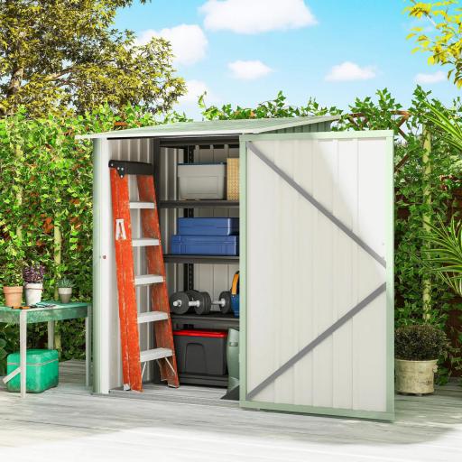 Caseta de Jardín Metálica 0,92 m² 100x103x160 cm con 1 Puerta y Cerradura para Almacenamiento Herramientas Verde Claro