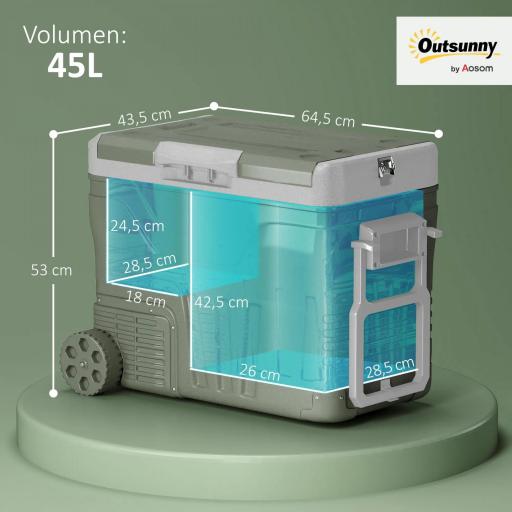 Nevera Portátil Eléctrica 45L Refrigerador de Coche 12V/24V -20℃ a +20 ℃ con Pantalla LED Táctil 64,5x43,5x53 cm Verde [1]