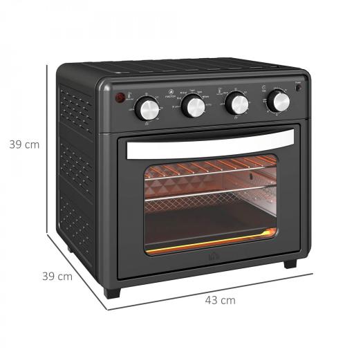 Horno Eléctrico de Sobremesa de 30L 1600W Freidora de Aire con 7 Modos de Calor y Temporizador 43x39x39 cm Negro [1]
