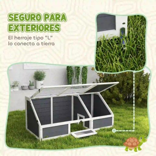 Casa para Tortugas de Madera sin Base con Tapas Abatible Puerta Frontal Abrible y Pestillos 120x55x50 cm Gris Claro [6]