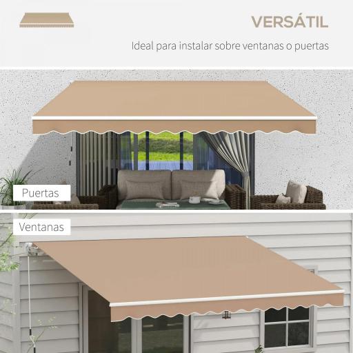 Toldo para Balcón 350x250 cm con Manivela de Metal Impermeable y Anti-UV para Jardín Terraza Ventanas Marrón [6]