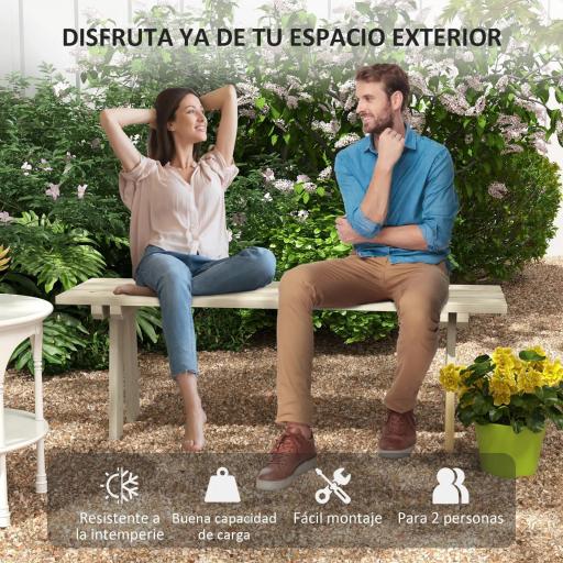 Banco de Madera de 2 Plazas Carga 220 kg Banco de Exterior para Jardín Patio Terraza 130x38x45 cm Natural [3]