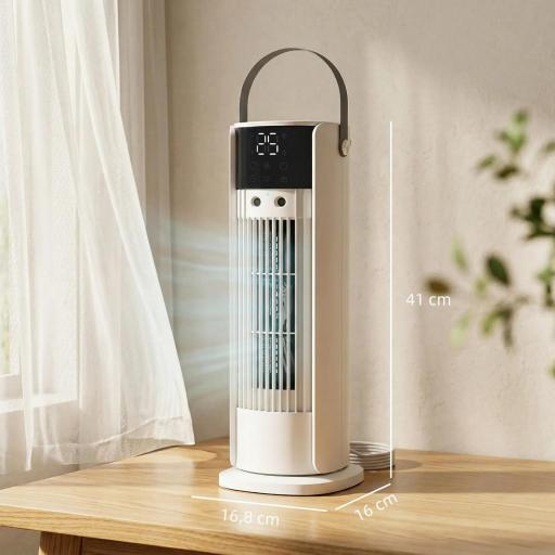 Ventilador de Escritorio con Niebla Luz RGB3 Velocidades Oscilación de 90° Temporizador de 10H Control Remoto Blanco [6]