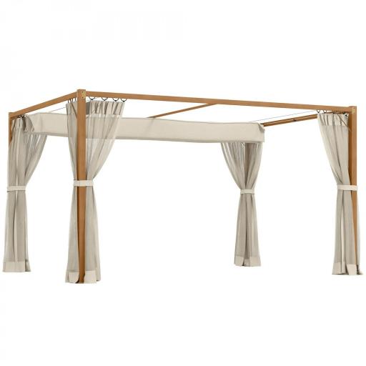 Pérgola de Jardín 4x3 m con Techo Retráctil Mosquiteras Laterales de Malla y Marco de Aluminio para Terraza Natural [8]