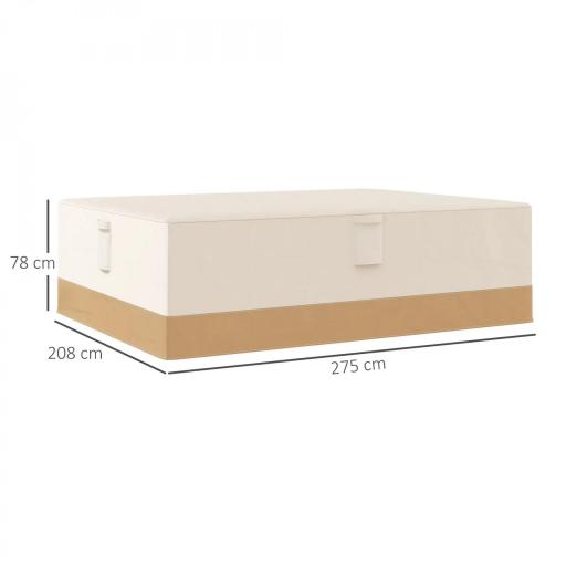 Funda Protectora para Muebles de Jardín 275x208x78 Tela Oxford 600D Impermeable Cubierta para Sofás Mesas Exterior con 4 Ventilaciones 5 Asas y Cordón de Tracción Beige [1]