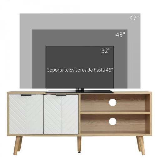 Mueble para TV Moderno con 2 Puertas y 2 Estantes para Televisores de hasta 46" 110x39x48,8 cm Natural y Blanco [5]