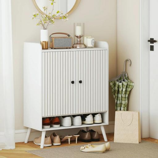Zapatero Entrada Recibidor con Estantes Ajustables Compartimento Abierto para 15 Pares de Zapatos 75x35x97 cm Blanco