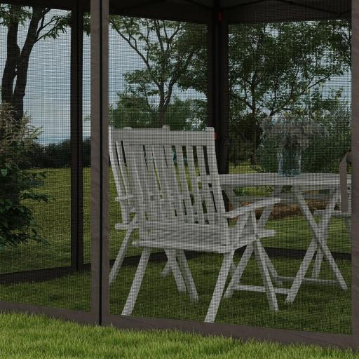 Carpa Plegable Gazebo 3,3x3,3 m con 4 Paredes Laterales de Malla Anti-UV y Bolsa de Transporte Gris [6]