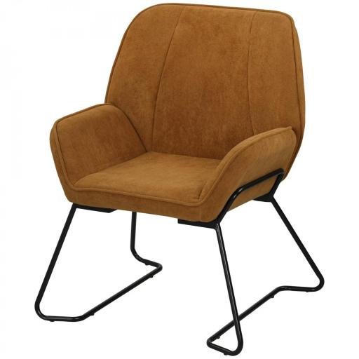 Butaca de Salón con Asiento Ancho y Acolchado Tapizado en Terciopelo Patas de Metal Sillón para Salón Marrón [8]