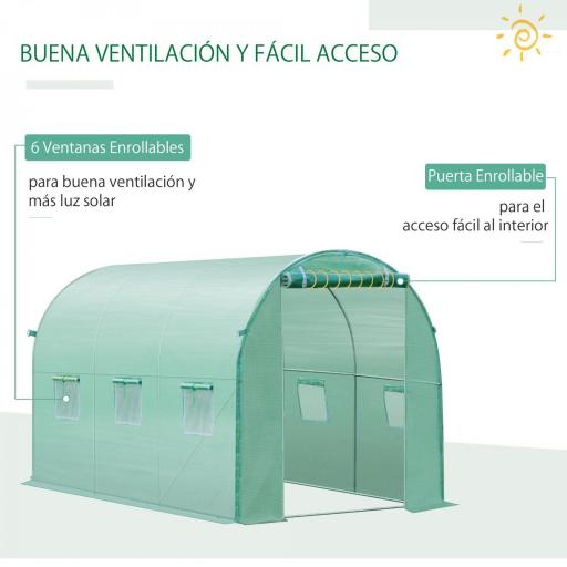 Plásticos para Invernaderos 3x2x2 m Cubierta de Repuesto para Invernadero de Polietileno con 6 Ventanas y Puerta Enrollable Protección de Plantas para Jardín Verde [5]