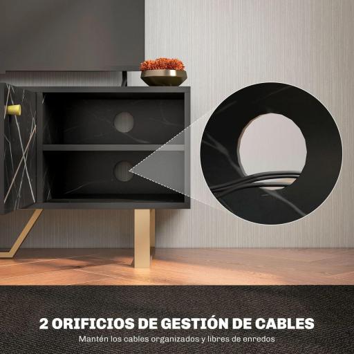 Mesa de TV con 2 Puertas Estante Ajustable y Efecto Mármol Mueble de TV para Salón para Televisores de 50 Pulgadas Negro [4]