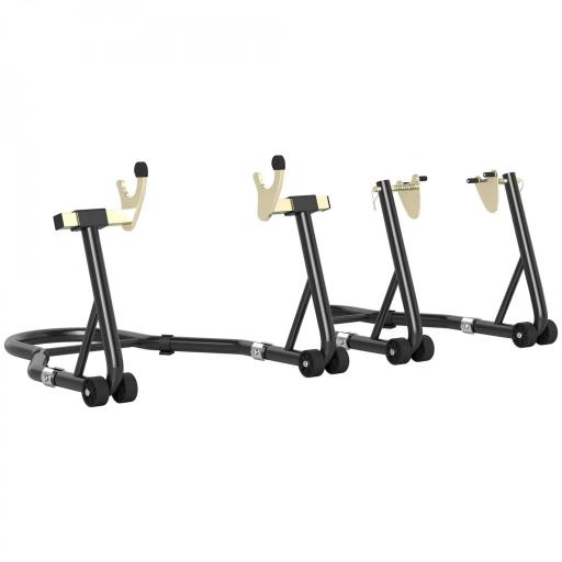 Caballete de Moto Carga 390 kg Soporte Delantero y Trasera Universal Elevador de Moto de Acero con Ruedas Negro [9]