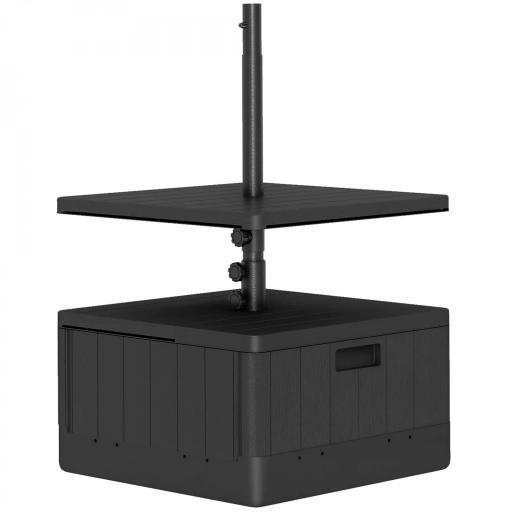 Base para Sombrilla Exterior 3 en 1 Mesa Auxiliar Ajustable Macetero Soporte de Parasol Rellenable Arena 80 kg Negro [8]