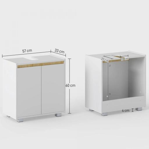 Mueble para Debajo del Lavabo Armario Bajo con 2 Puertas y Almacenamiento Interior 57x33x60 cm Blanco [1]