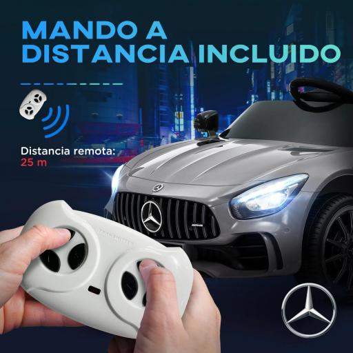 Coche Eléctrico para Niños de +3 Años Mercedes-Benz AMG GTR con Batería 12V Mando a Distancia Faros Bocina Música Plata [5]