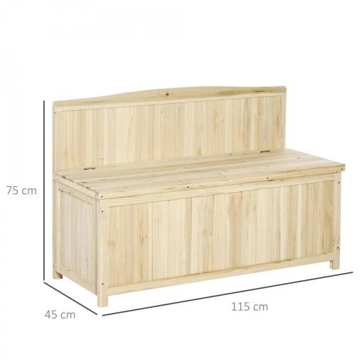 Banco de Jardín con Baúl de Almacenaje y Respaldo Carga 250 kg para Patio Terraza Balcón 115x45x75 cm Natural [1]