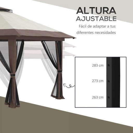 Carpa Plegable Pop-up con Altura Ajustable Protección UV50+ Doble Techo y Mosquiteras 4x4x2,8 m Beige [3]