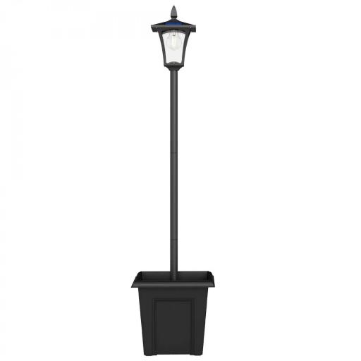 Farola Solar Exterior de Jardín con Macetero Poste de Aluminio IP44 Encendido/Apagado Automático 33x33x160 cm Negro [8]