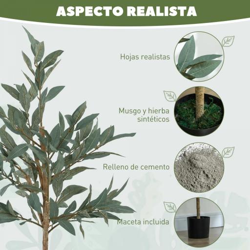 Árbol Artificial de Laurel 120 cm Decoración para Hogar Oficina Balcón Dormitorio Verde [5]