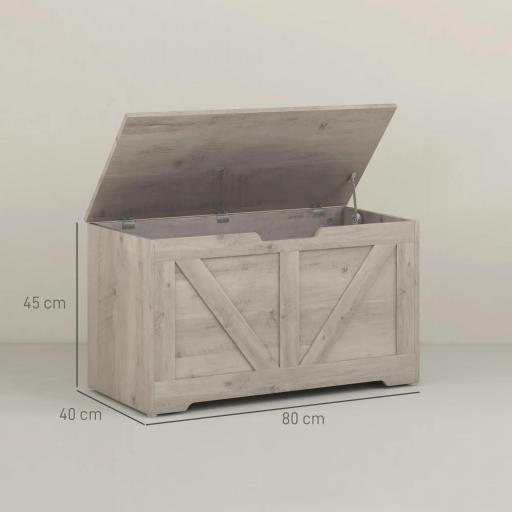 Baúl de Almacenaje para Dormitorio 100 L Puff de Almacenaje con Tapa Bisagra de Seguridad 80x40x45 cm Gris [1]