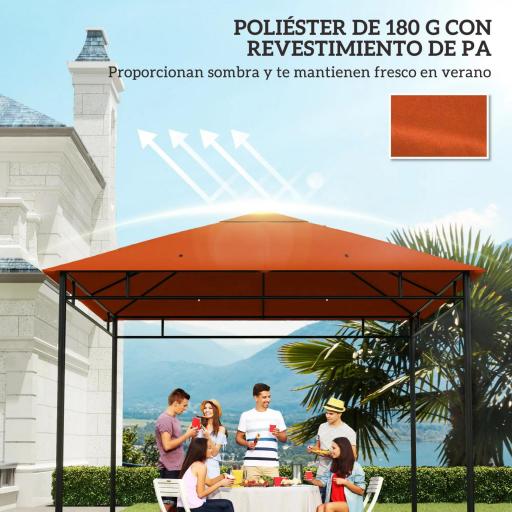 Techo de Repuesto para Cenador, 3x3 m, Cubierta de Repuesto con 8 Orificios de Drenaje, Ventilación y Protección UV, SOLO Toldo de Recambio para Pabellón Gazebo, Naranja [1]