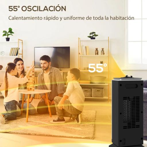 Calefactor Cerámico Eléctrico Cerámico 2000 W con Oscilación Termostato Ajustable y 3 Modos 18x15x40,5 cm Negro [5]