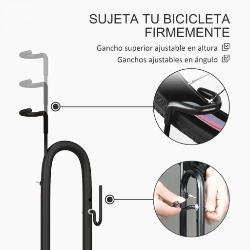 Aparcamiento para Bicicletas Vertical y Horizontal con Ganchos Ajustables para Bicicletas de 24-29 Pulgadas y 700 C Negro [5]