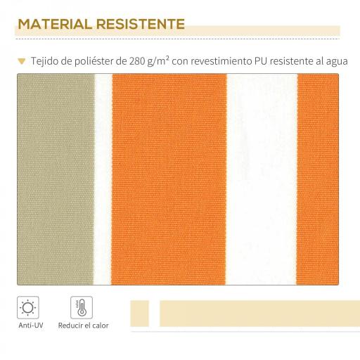 Toldo Manual Retráctil 300x250 cm, Toldo Exterior Terraza con Ángulo Ajustable, Brazo Articulado, Montaje a Pared, Estructura de Aluminio, Anti-UV e Impermeable, para Jardín Amarillo y Blanco [6]
