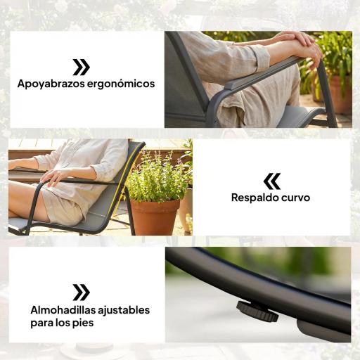 Conjunto de Jardín de 3 Piezas con 2 Sillas Mecedoras Mesa con Encimera de Vidrio y Estructura de Acero para Patio Gris [3]