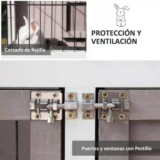 Conejera de Madera Exterior de 2 Niveles Jaula para 1-2 Conejos con Techo Abrible Comedero Bandejas Extraíbles Rampa y Puertas con Cerradura 122x50x101 cm Marrón [4]
