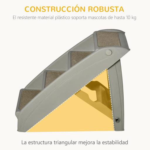Escalón para Perros Gatos Portátil con Alfombras Antideslizantes para Cama Sofá Carga 20 kg 62x38x49,5 cm Gris [5]