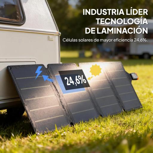 Cargador Solar Plegable 36W Panel Solar Portátil con Puertos USB-A y Tipo-C IP67 Superficie de ETFE para Teléfonos [3]