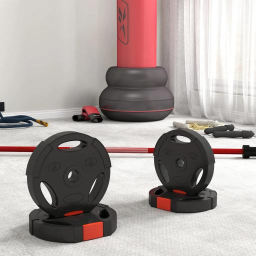 Juego de Discos Pesas de 4 Piezas 2x5 kg 2x2,5 kg con Orificios de 2,5 cm para Entrenamiento Fitness en Hogar Negro [2]