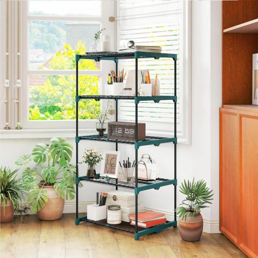 Soporte para Plantas de 5 Niveles Estantería para Plantas de Acero Estantes de Rejilla 67x49x138 cm Verde Oscuro [3]