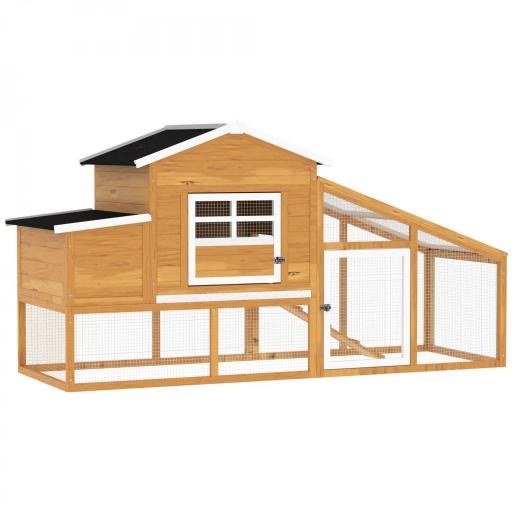 Gallinero de Madera Exterior Jaula para 2-4 Gallinas con Corral de Alambre Techos Asfálticos Nido Bandeja Extraíble y Rampa 200x80x105 cm Marrón [8]