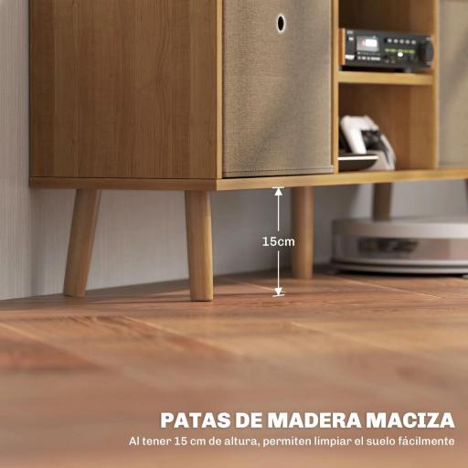 Mueble de TV para Televisores de hasta 50 Pulgadas con 2 Cajones de Tela y Estantes Abiertos Madera y Marrón [7]