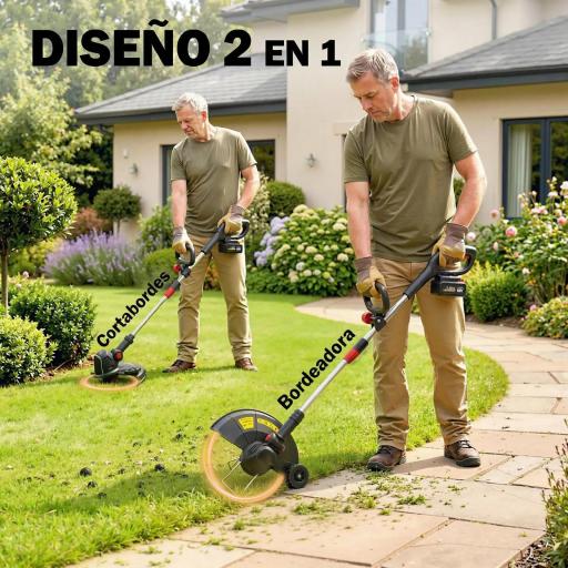 Desbrozadora Batería 18V con 2 Baterías de 4.0Ah y Cargador Barra Ajustable Cabezal y Mango Regulables Plateado [5]