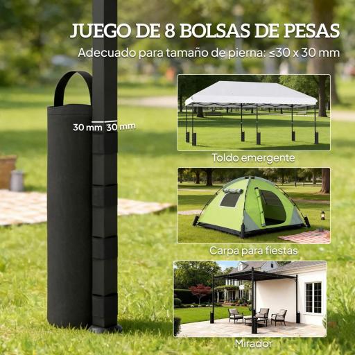 Pack de 8 Bolsas de Peso para Carpa Bolsas de Arena de Tela Oxford 600D para Patas de Toldo Sin Arena Negro [4]